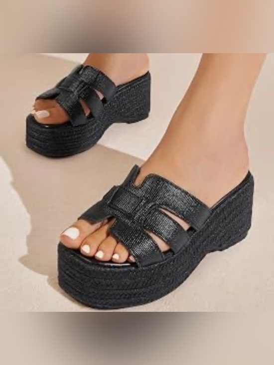 Shoes - Women's Black Platform Slide Sandals - NWOT! Brand new